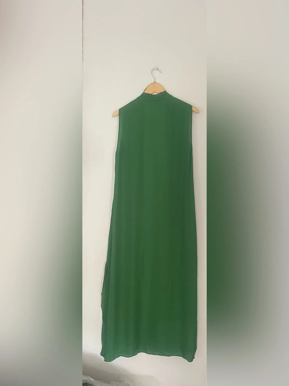 Massimo Dutti Silk Green Wrap Caftan Dress Midi Relaxed Fit Medium - Picture 7 of 8